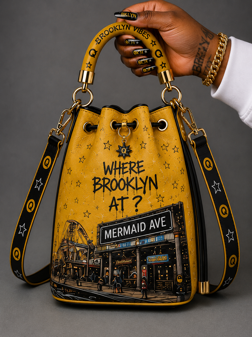 Q Line Brooklyn Drawstring Bag
