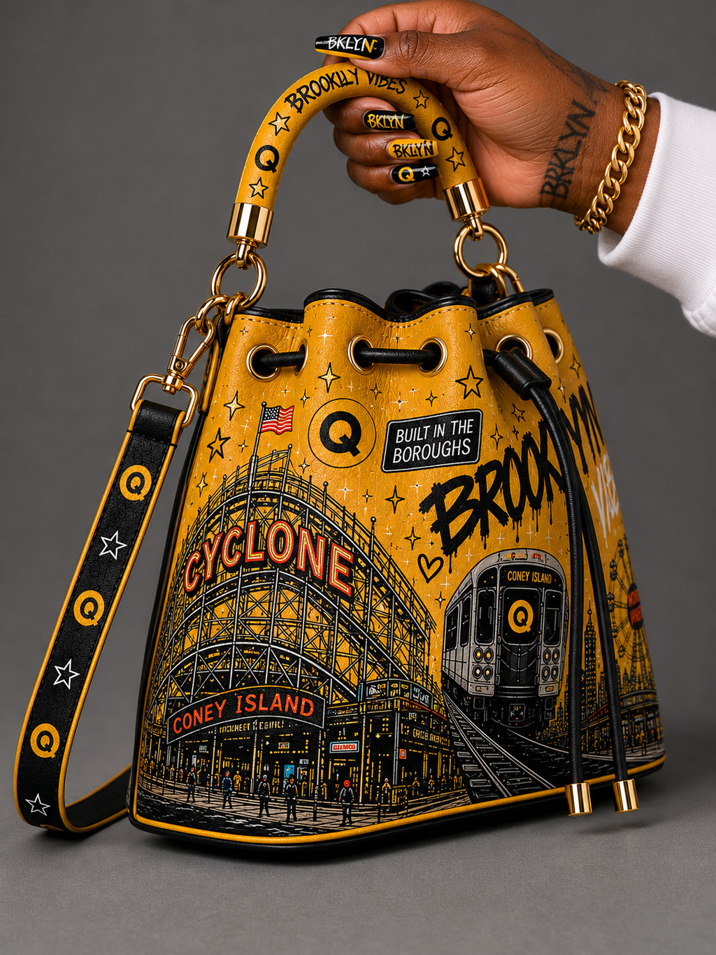 Q Line Brooklyn Drawstring Bag