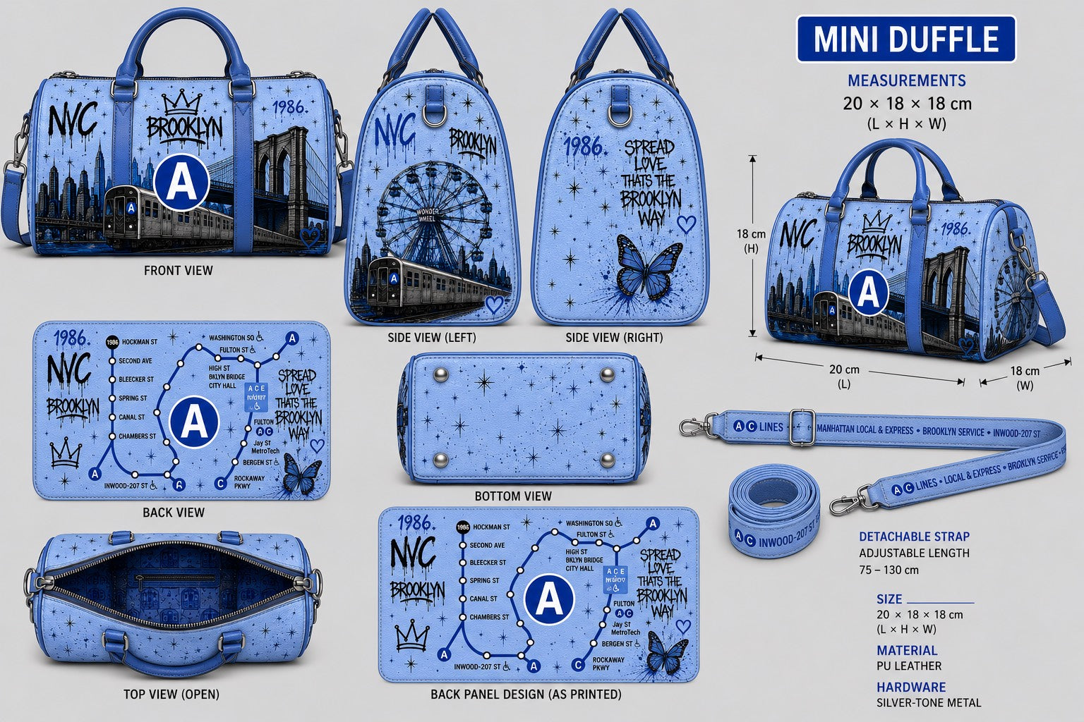 Borough Bags™ A Train Brooklyn Duffle
