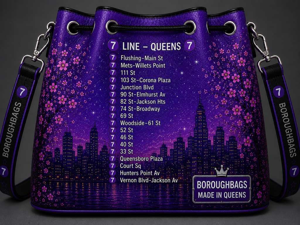 7 Line Queens Drawstring Bag