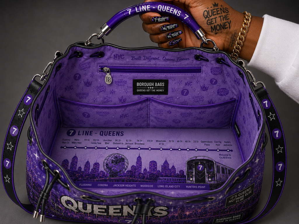 7 Line Queens Drawstring Bag