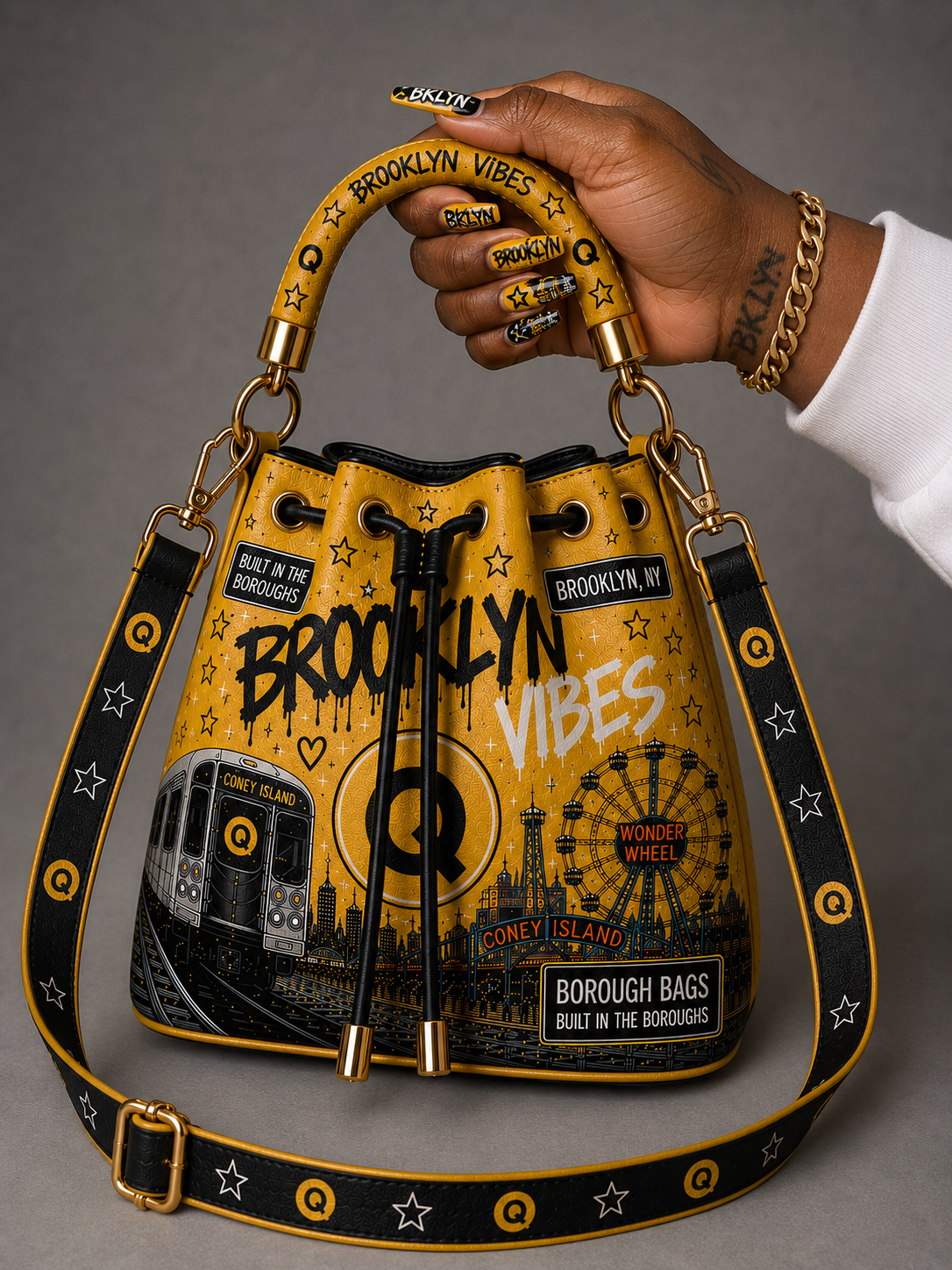 Q Line Brooklyn Drawstring Bag