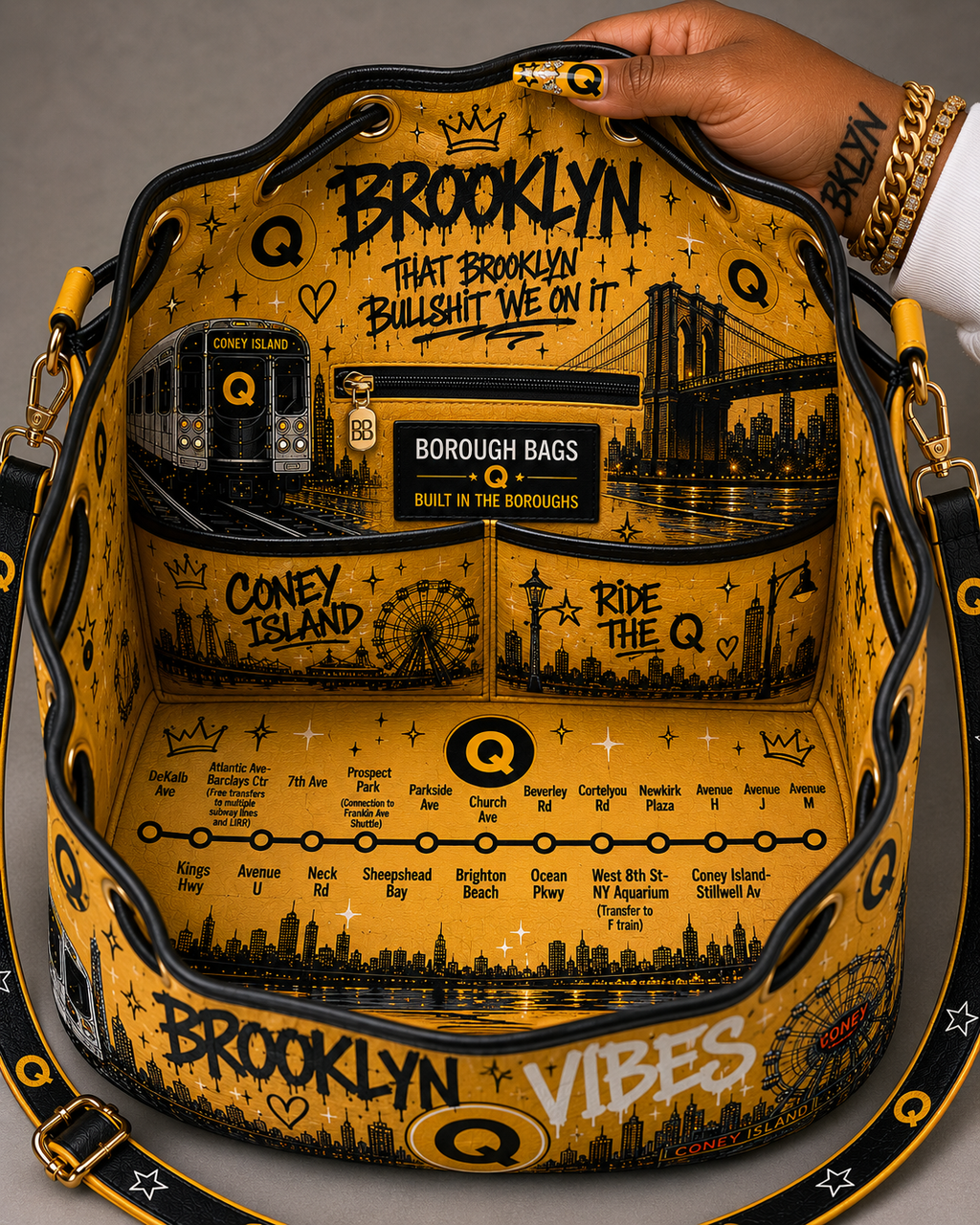 Q Line Brooklyn Drawstring Bag