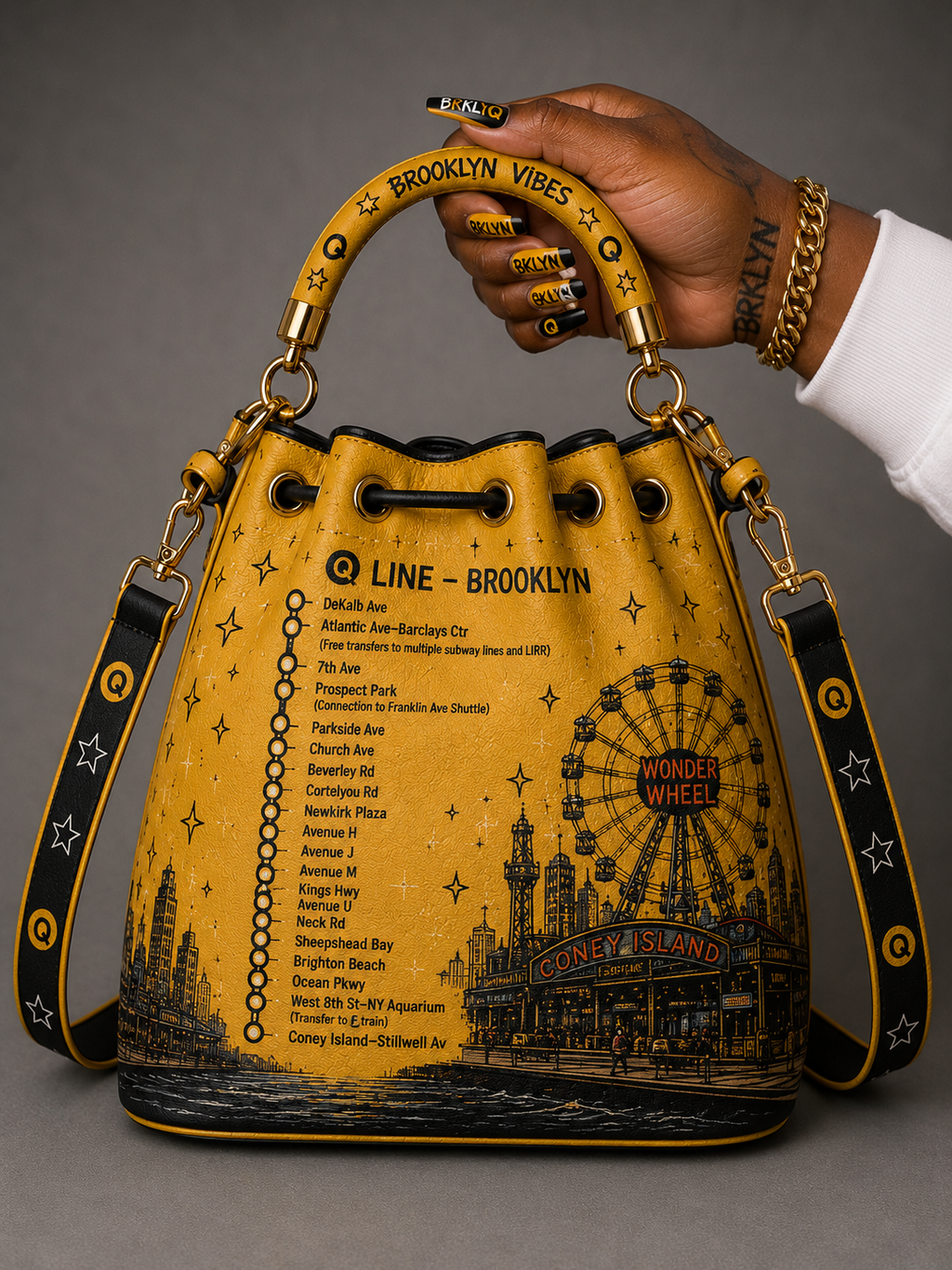 Q Line Brooklyn Drawstring Bag